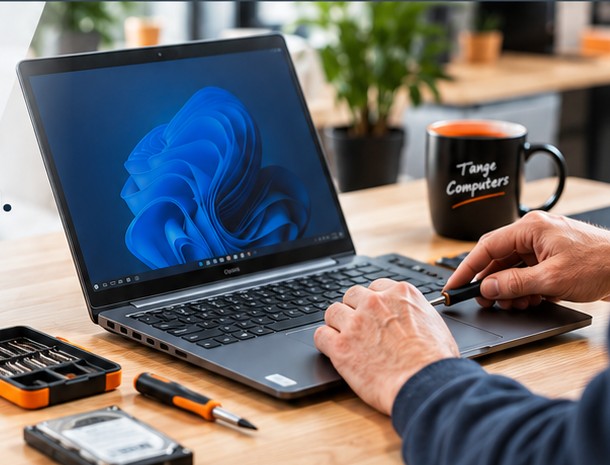 Werkplek voor computerhulp en laptopreparatie